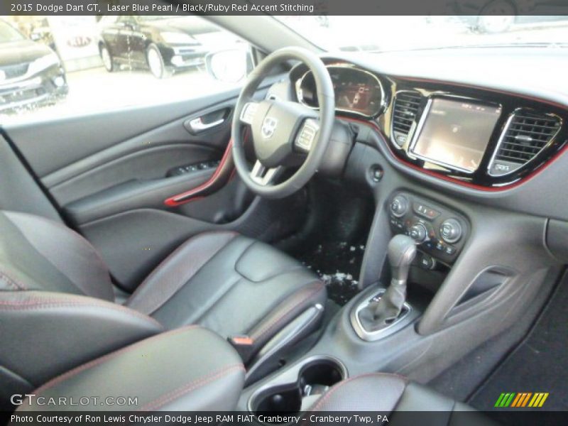 Laser Blue Pearl / Black/Ruby Red Accent Stitching 2015 Dodge Dart GT