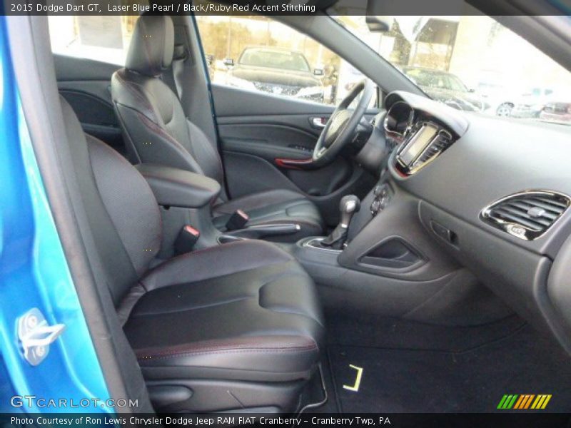 Laser Blue Pearl / Black/Ruby Red Accent Stitching 2015 Dodge Dart GT