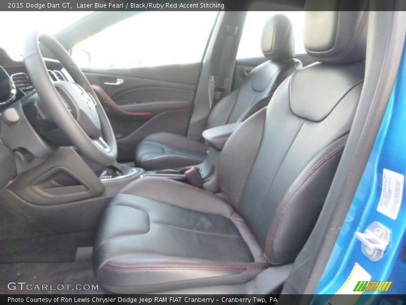 Laser Blue Pearl / Black/Ruby Red Accent Stitching 2015 Dodge Dart GT