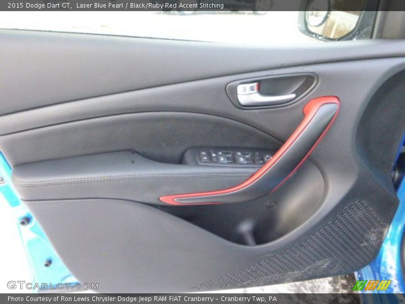 Laser Blue Pearl / Black/Ruby Red Accent Stitching 2015 Dodge Dart GT