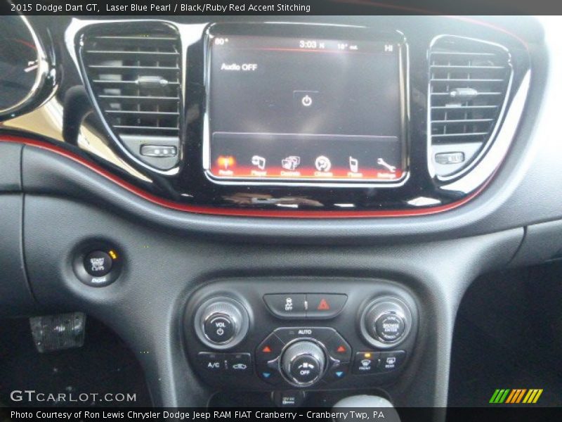 Laser Blue Pearl / Black/Ruby Red Accent Stitching 2015 Dodge Dart GT