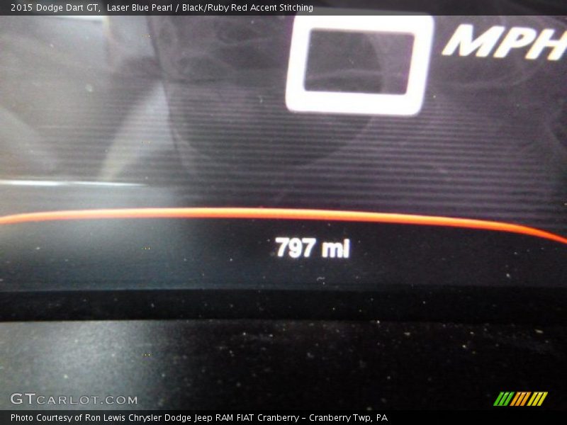 Laser Blue Pearl / Black/Ruby Red Accent Stitching 2015 Dodge Dart GT