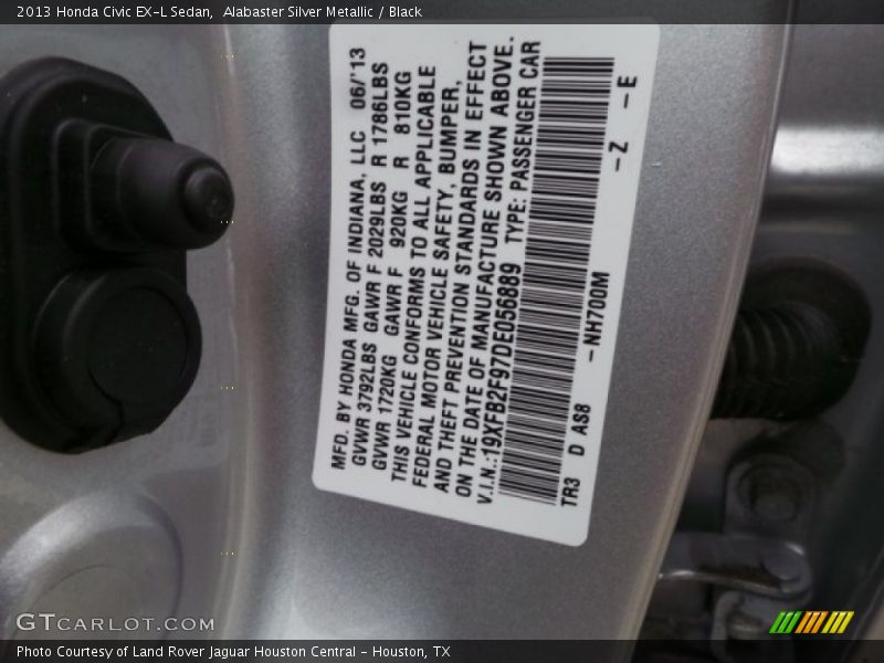 Alabaster Silver Metallic / Black 2013 Honda Civic EX-L Sedan