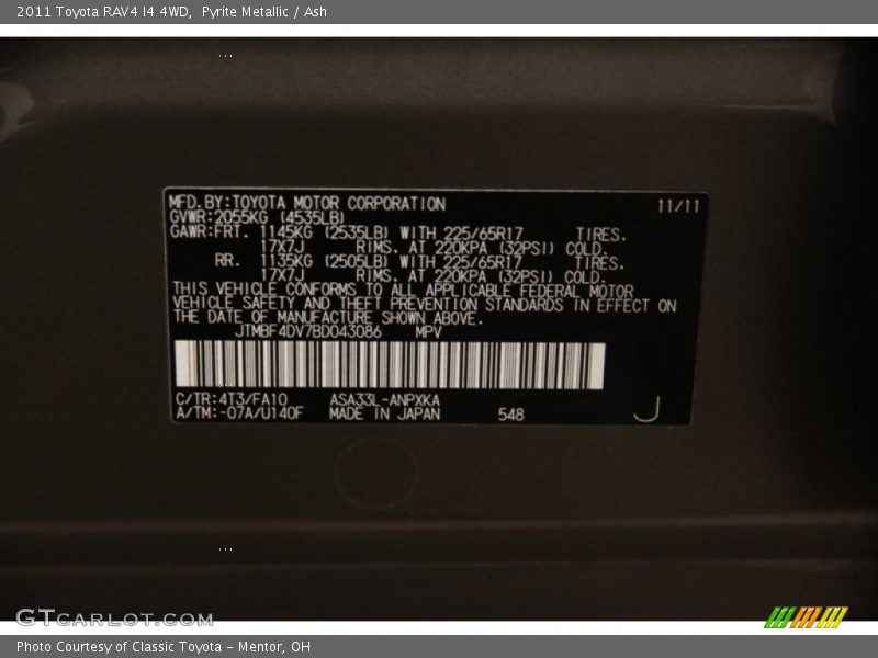 Pyrite Metallic / Ash 2011 Toyota RAV4 I4 4WD