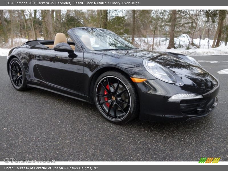 Basalt Black Metallic / Black/Luxor Beige 2014 Porsche 911 Carrera 4S Cabriolet