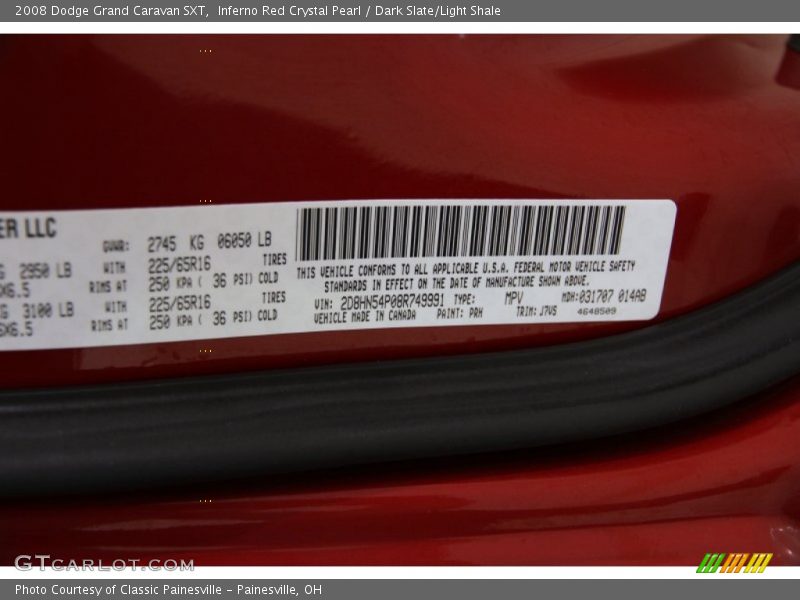 Inferno Red Crystal Pearl / Dark Slate/Light Shale 2008 Dodge Grand Caravan SXT