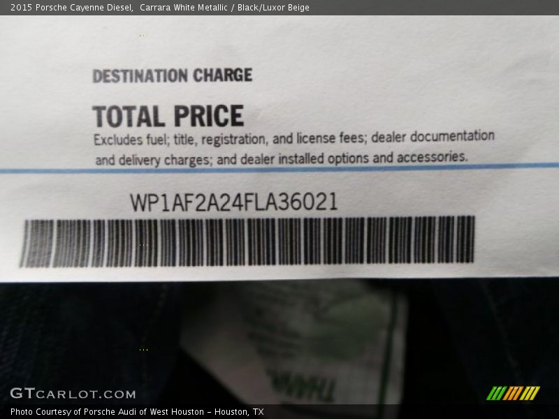 Carrara White Metallic / Black/Luxor Beige 2015 Porsche Cayenne Diesel