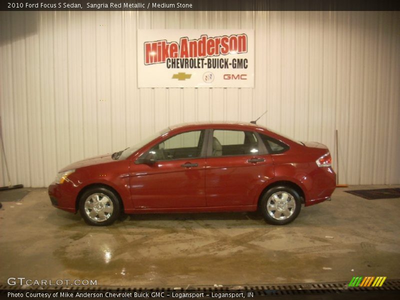 Sangria Red Metallic / Medium Stone 2010 Ford Focus S Sedan