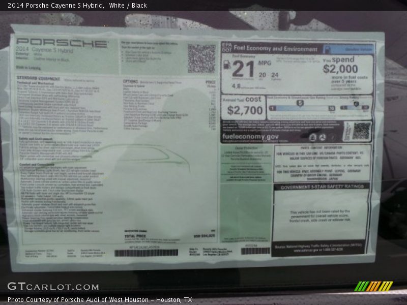 White / Black 2014 Porsche Cayenne S Hybrid