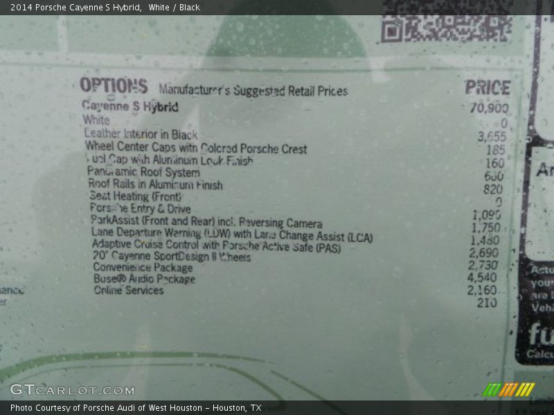 White / Black 2014 Porsche Cayenne S Hybrid