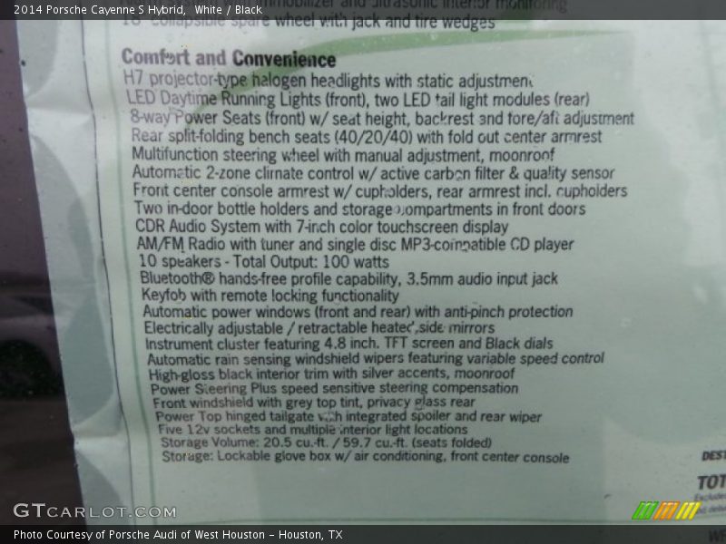 White / Black 2014 Porsche Cayenne S Hybrid