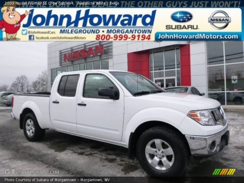 Avalanche White / Beige 2009 Nissan Frontier SE Crew Cab 4x4