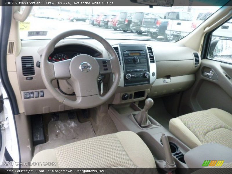 Avalanche White / Beige 2009 Nissan Frontier SE Crew Cab 4x4