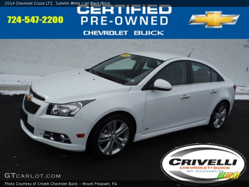 Summit White / Jet Black/Brick 2014 Chevrolet Cruze LTZ