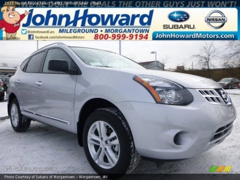 Brilliant Silver / Black 2015 Nissan Rogue Select S AWD