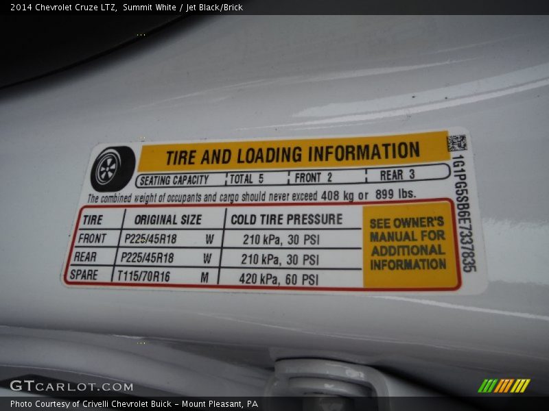 Summit White / Jet Black/Brick 2014 Chevrolet Cruze LTZ