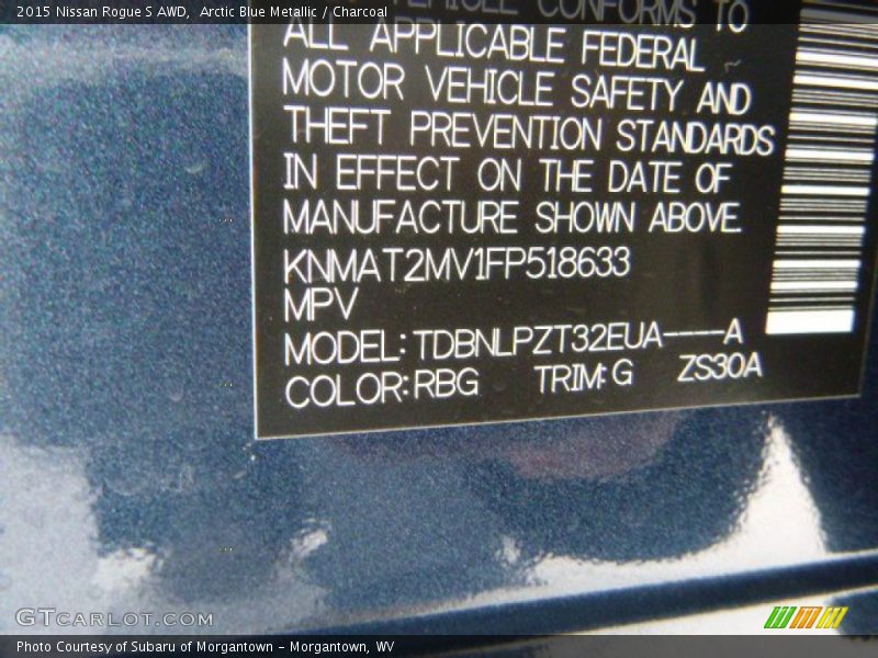 Arctic Blue Metallic / Charcoal 2015 Nissan Rogue S AWD