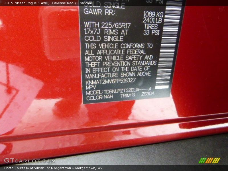 Cayenne Red / Charcoal 2015 Nissan Rogue S AWD