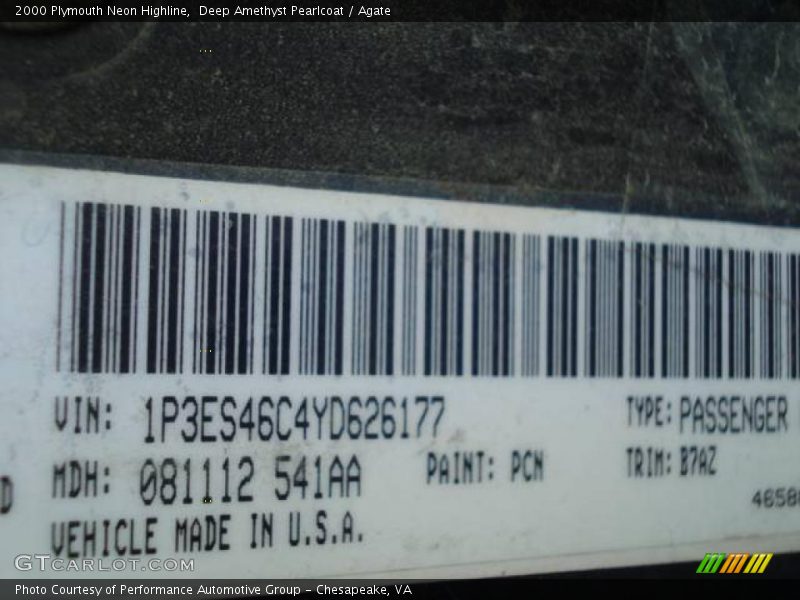 Deep Amethyst Pearlcoat / Agate 2000 Plymouth Neon Highline
