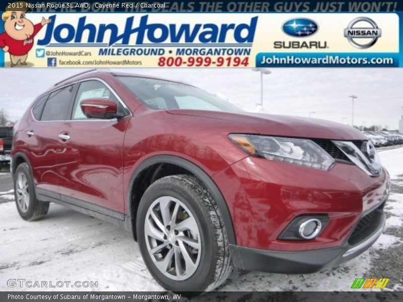 Cayenne Red / Charcoal 2015 Nissan Rogue SL AWD