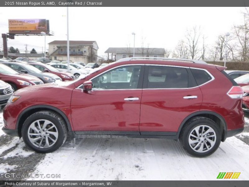 Cayenne Red / Charcoal 2015 Nissan Rogue SL AWD
