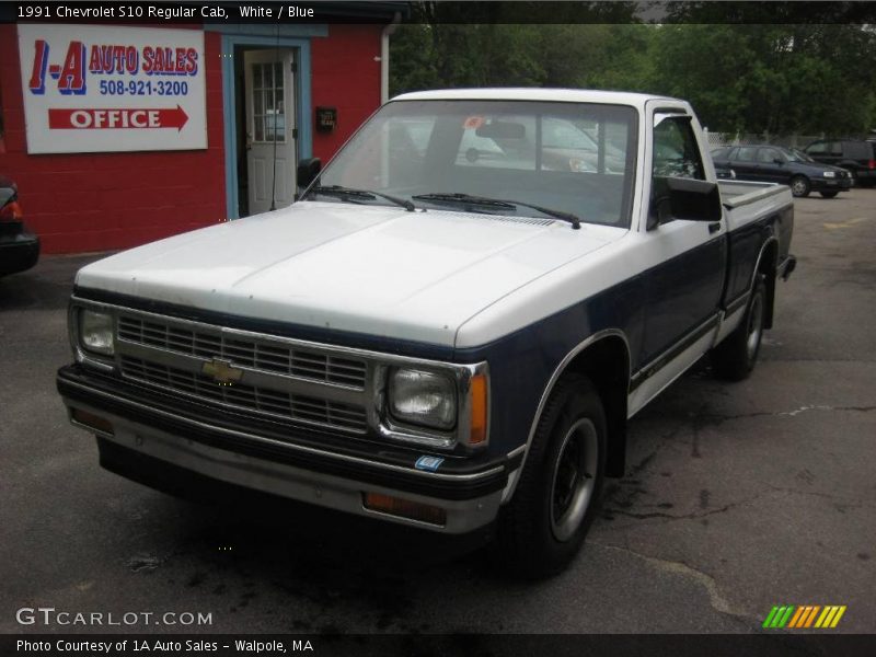 White / Blue 1991 Chevrolet S10 Regular Cab