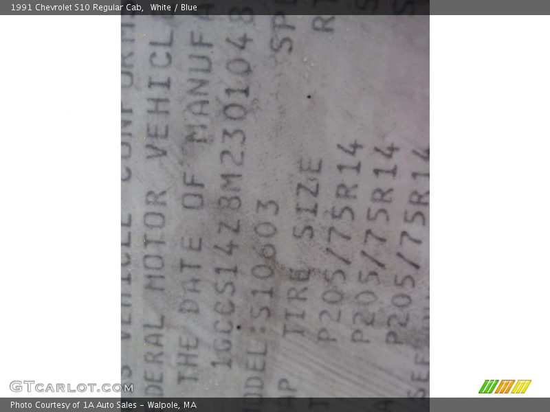 White / Blue 1991 Chevrolet S10 Regular Cab