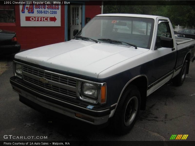 White / Blue 1991 Chevrolet S10 Regular Cab