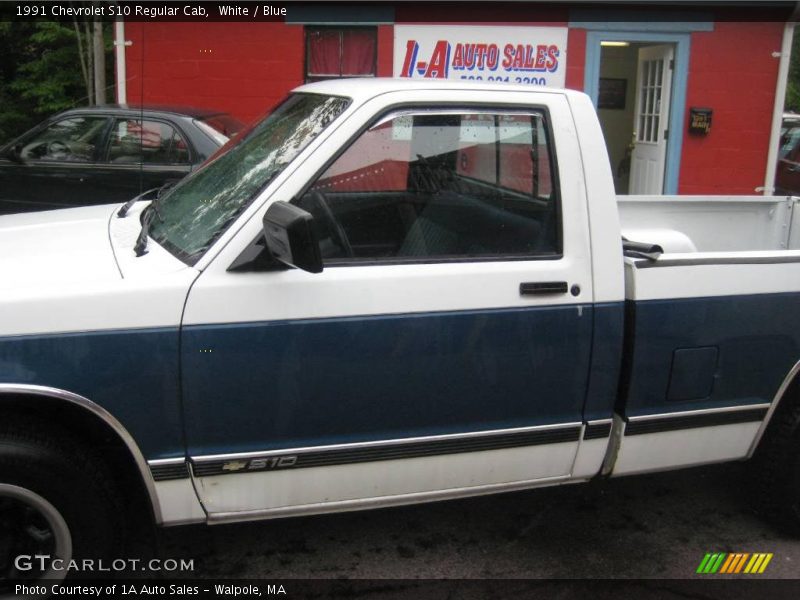 White / Blue 1991 Chevrolet S10 Regular Cab