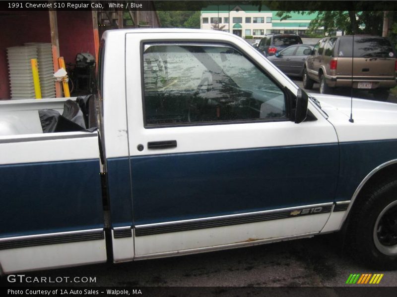 White / Blue 1991 Chevrolet S10 Regular Cab