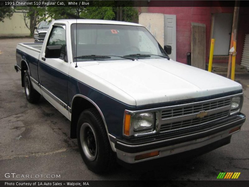 White / Blue 1991 Chevrolet S10 Regular Cab