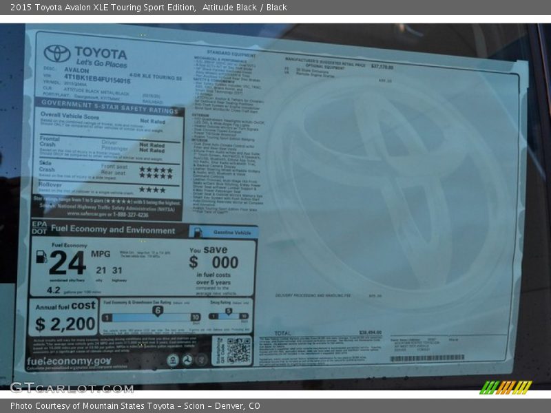 Attitude Black / Black 2015 Toyota Avalon XLE Touring Sport Edition