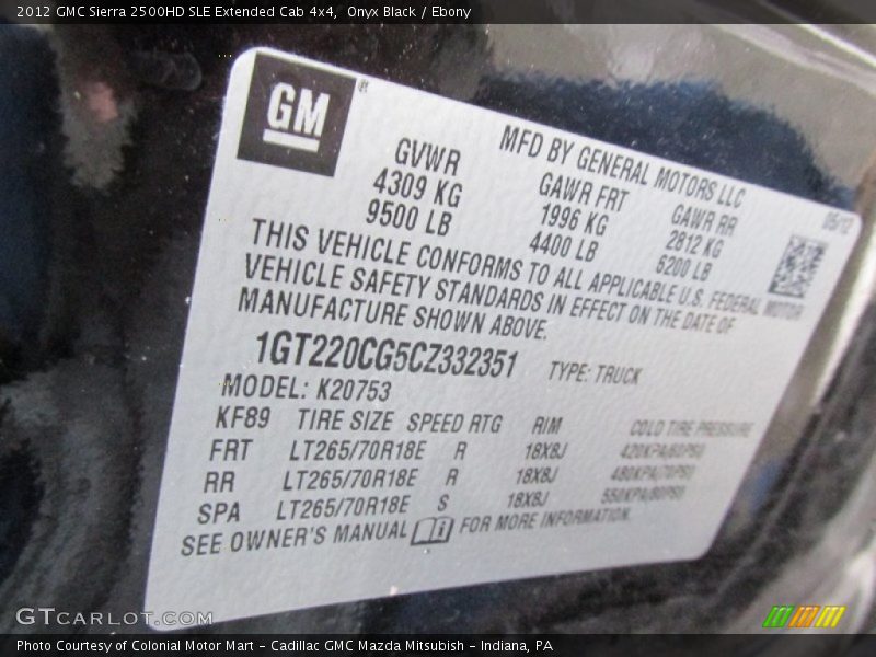 Onyx Black / Ebony 2012 GMC Sierra 2500HD SLE Extended Cab 4x4