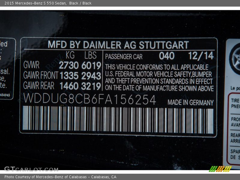 Black / Black 2015 Mercedes-Benz S 550 Sedan