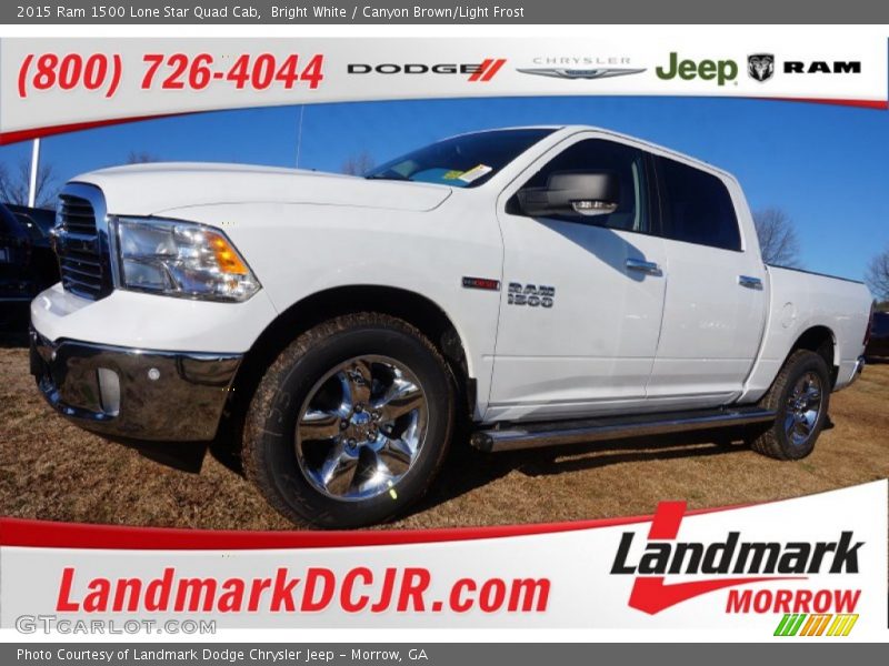 Bright White / Canyon Brown/Light Frost 2015 Ram 1500 Lone Star Quad Cab