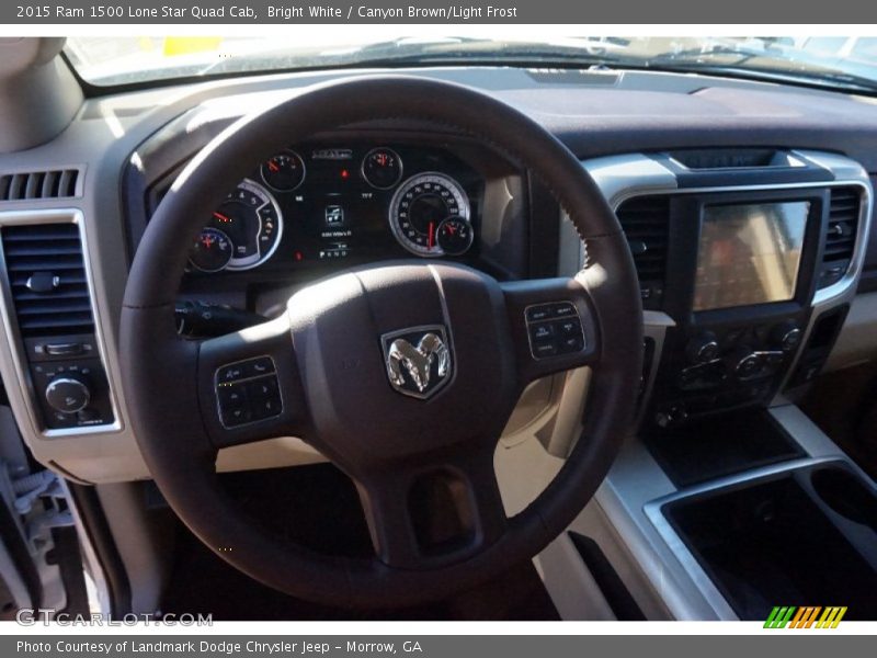 Bright White / Canyon Brown/Light Frost 2015 Ram 1500 Lone Star Quad Cab