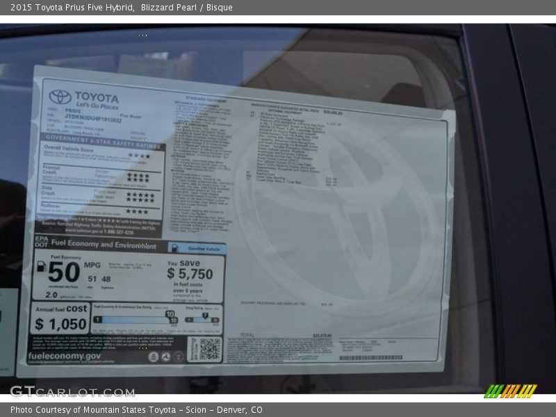 Blizzard Pearl / Bisque 2015 Toyota Prius Five Hybrid