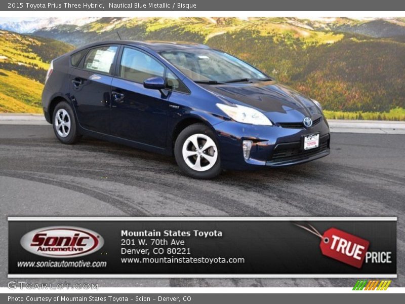 Nautical Blue Metallic / Bisque 2015 Toyota Prius Three Hybrid