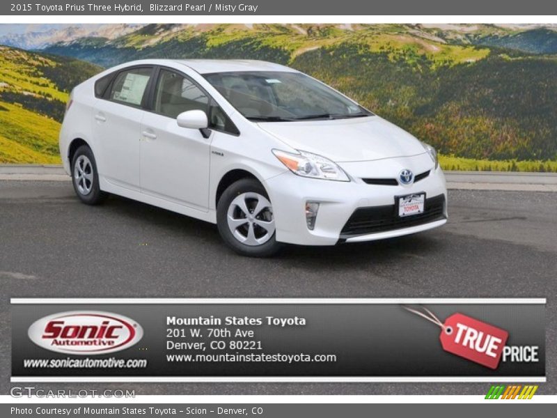 Blizzard Pearl / Misty Gray 2015 Toyota Prius Three Hybrid