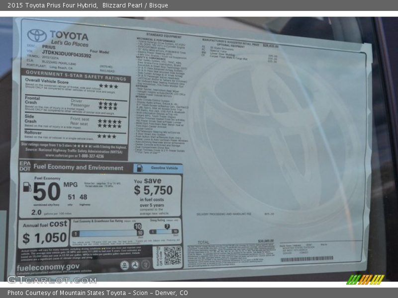 Blizzard Pearl / Bisque 2015 Toyota Prius Four Hybrid