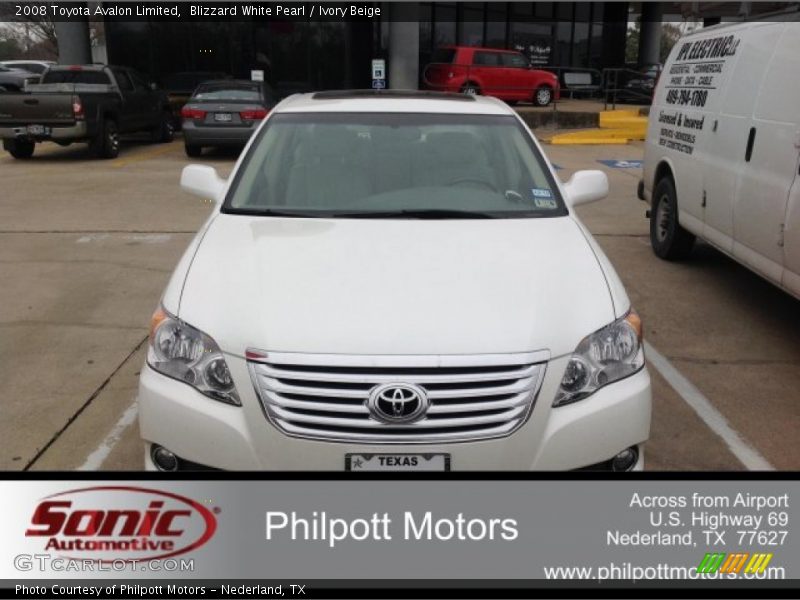 Blizzard White Pearl / Ivory Beige 2008 Toyota Avalon Limited