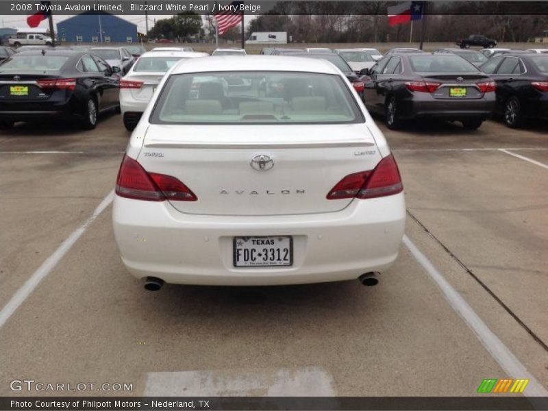 Blizzard White Pearl / Ivory Beige 2008 Toyota Avalon Limited