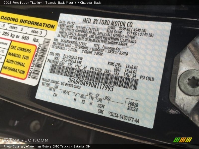 Tuxedo Black Metallic / Charcoal Black 2013 Ford Fusion Titanium