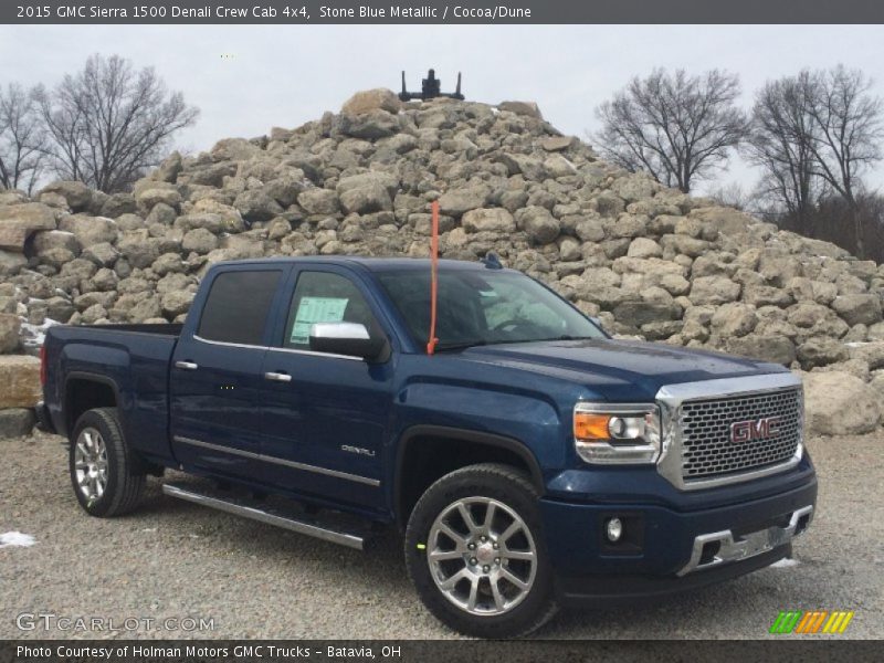 Stone Blue Metallic / Cocoa/Dune 2015 GMC Sierra 1500 Denali Crew Cab 4x4