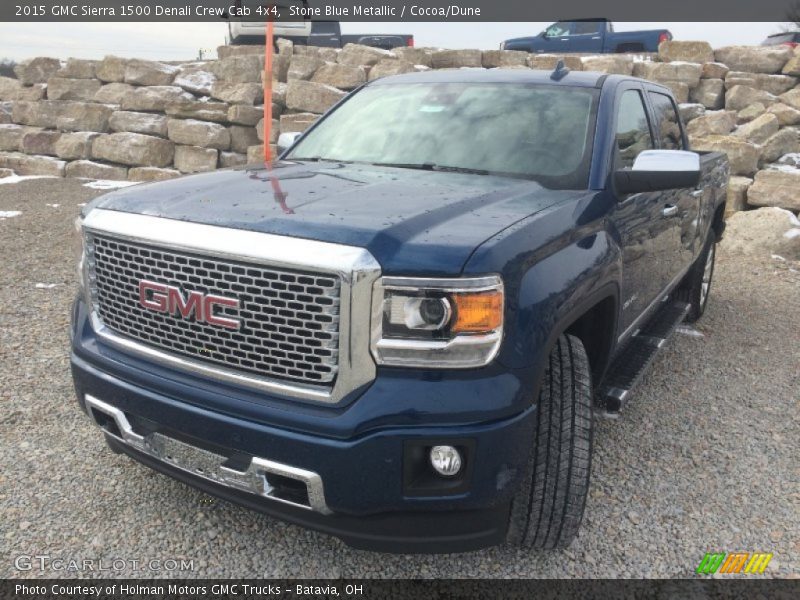 Stone Blue Metallic / Cocoa/Dune 2015 GMC Sierra 1500 Denali Crew Cab 4x4