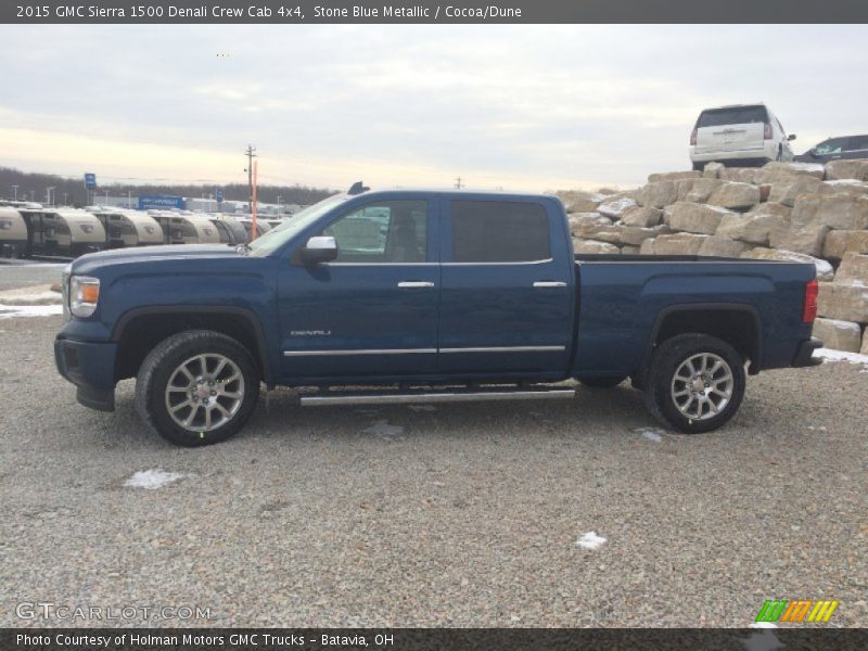 Stone Blue Metallic / Cocoa/Dune 2015 GMC Sierra 1500 Denali Crew Cab 4x4