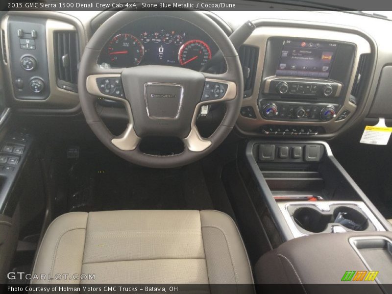 Stone Blue Metallic / Cocoa/Dune 2015 GMC Sierra 1500 Denali Crew Cab 4x4