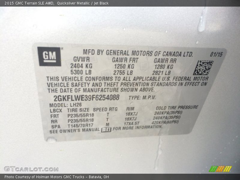 Quicksilver Metallic / Jet Black 2015 GMC Terrain SLE AWD