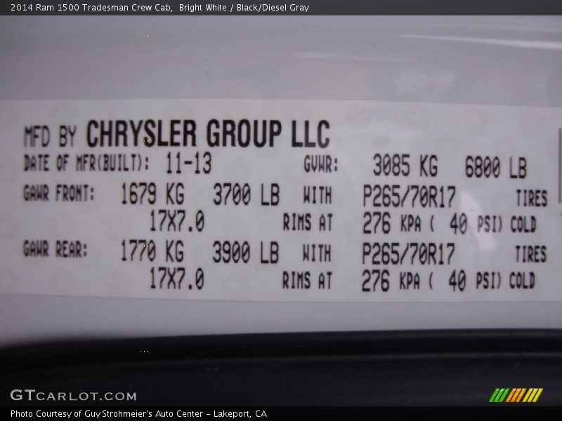 Bright White / Black/Diesel Gray 2014 Ram 1500 Tradesman Crew Cab