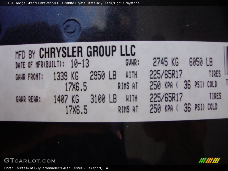 Granite Crystal Metallic / Black/Light Graystone 2014 Dodge Grand Caravan SXT
